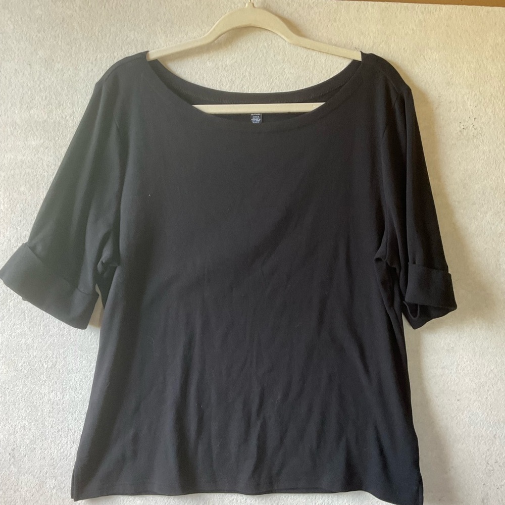 Chaps Top. Black. Short sleeve. Size XXL